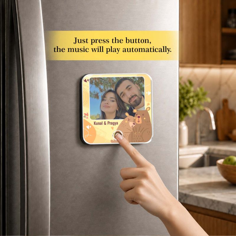 Gift for Girlfriend Boyfriend Cute Bear Theme Musical Fridge Magnet  UV Printed  Playable Music Feature Best Memorable Gift Decorative Magnet
